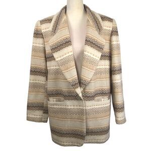 Vintage Breatan Wool Blend Southwest Pattern Long Line Blazer Size Large